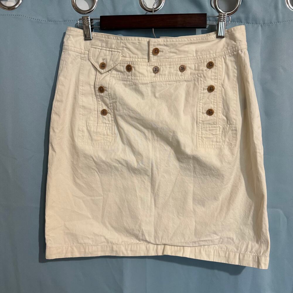 Vintage Lauren Ralph Lauren Khaki Skirt Sz 8 Nautical Preppy Back Corset Detail